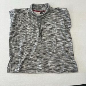 BAR by Melis Kozan Womens Gray Space Dye Cowl Neck Pocket Tunic Pullover Turkey
